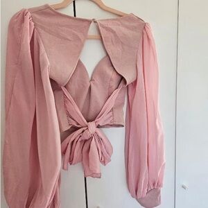 Elegant Pink Tie-Back Blouse